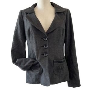 Classiques Entier Blazer 3 Button Jacket Dark Grey Business Career Pockets Sz 6